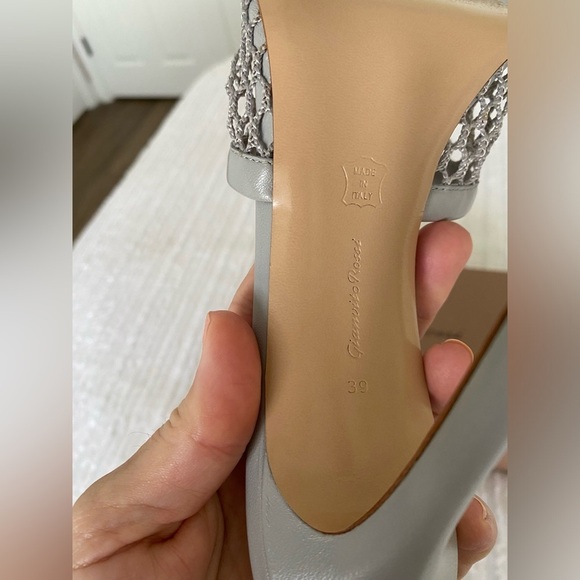 Gianvito Rossi Gray Alisia Mule Sandal Heel Nappa Mist Mesh size 39 - Picture 13 of 17